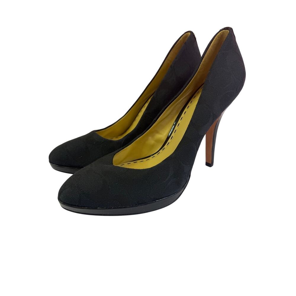 COACH Caya Signature C Platform High Heels Pumps Black Sz 8 - Picture 2 of 8
